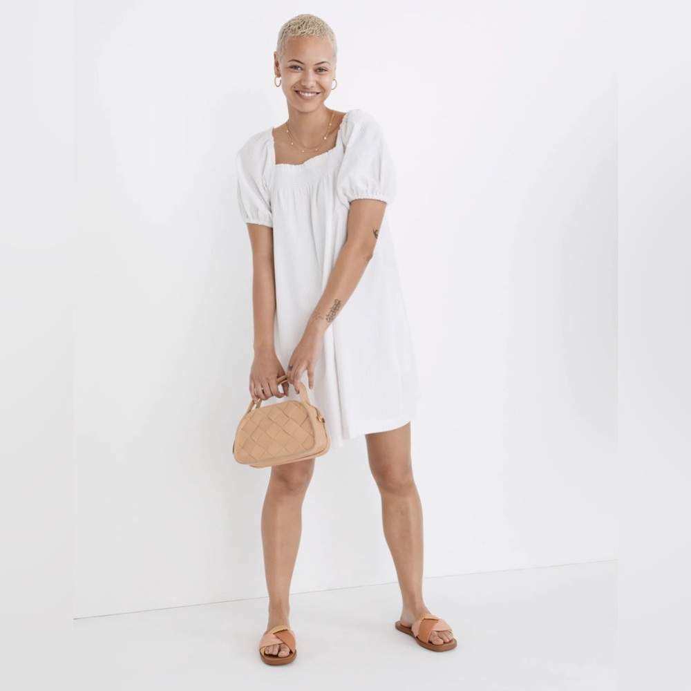 Madewell White Puff Sleeve Dress XL Perfect For Summer. New No Tags.